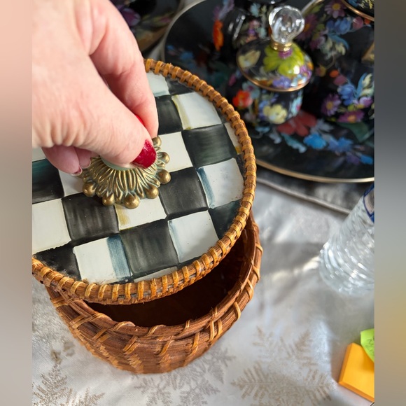 Mackenzie Childs medium wicker rattan canister 6” - Picture 8 of 9